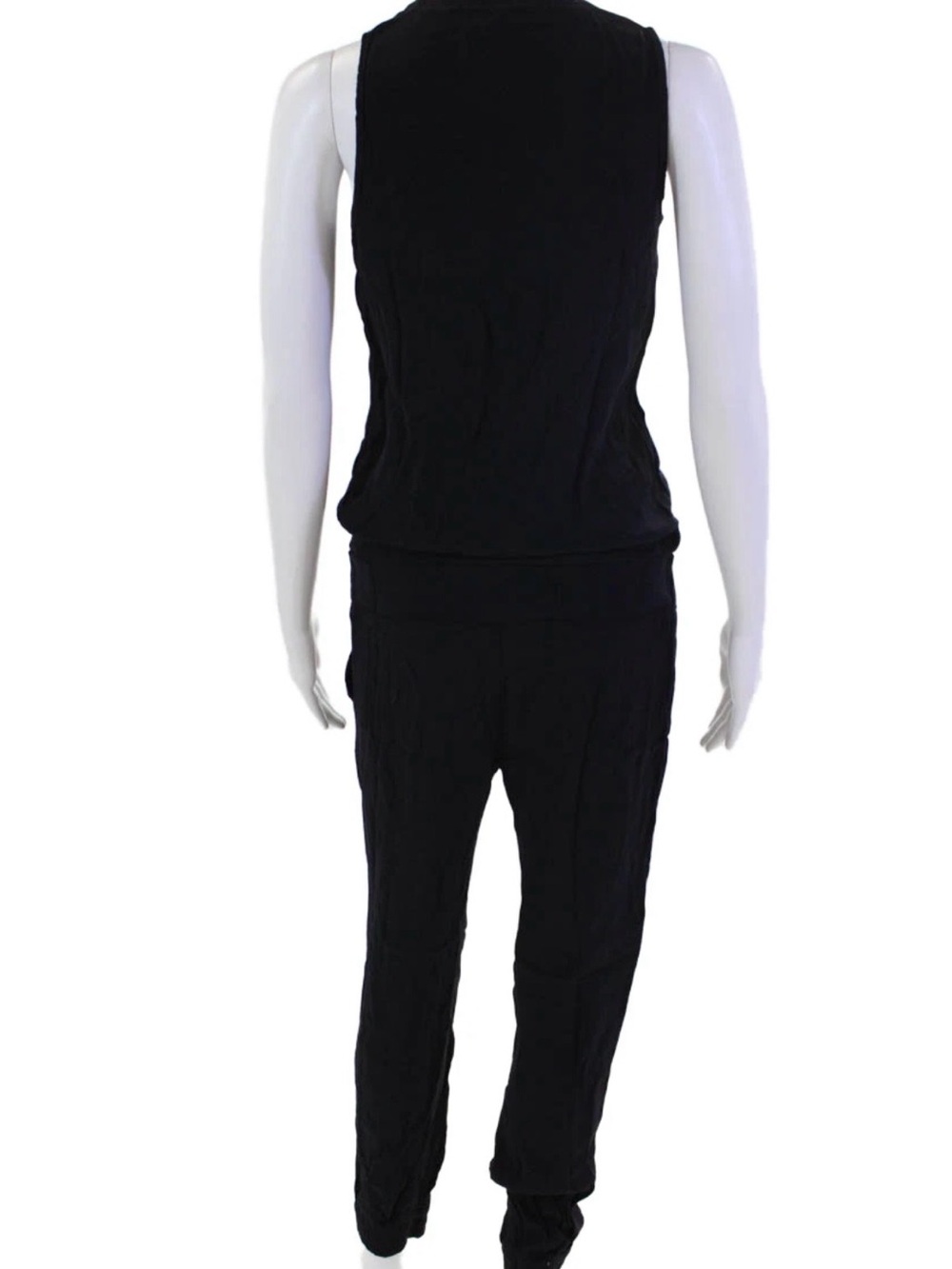 Monrow Crepe Black Sleeveless Zip-Front Jumpsuit Size Small - Picture 4 of 9
